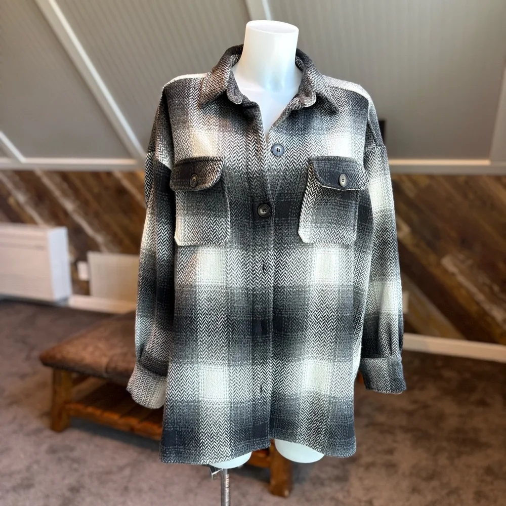 She + Sky Plaid Shacket - Picture 1 of 4